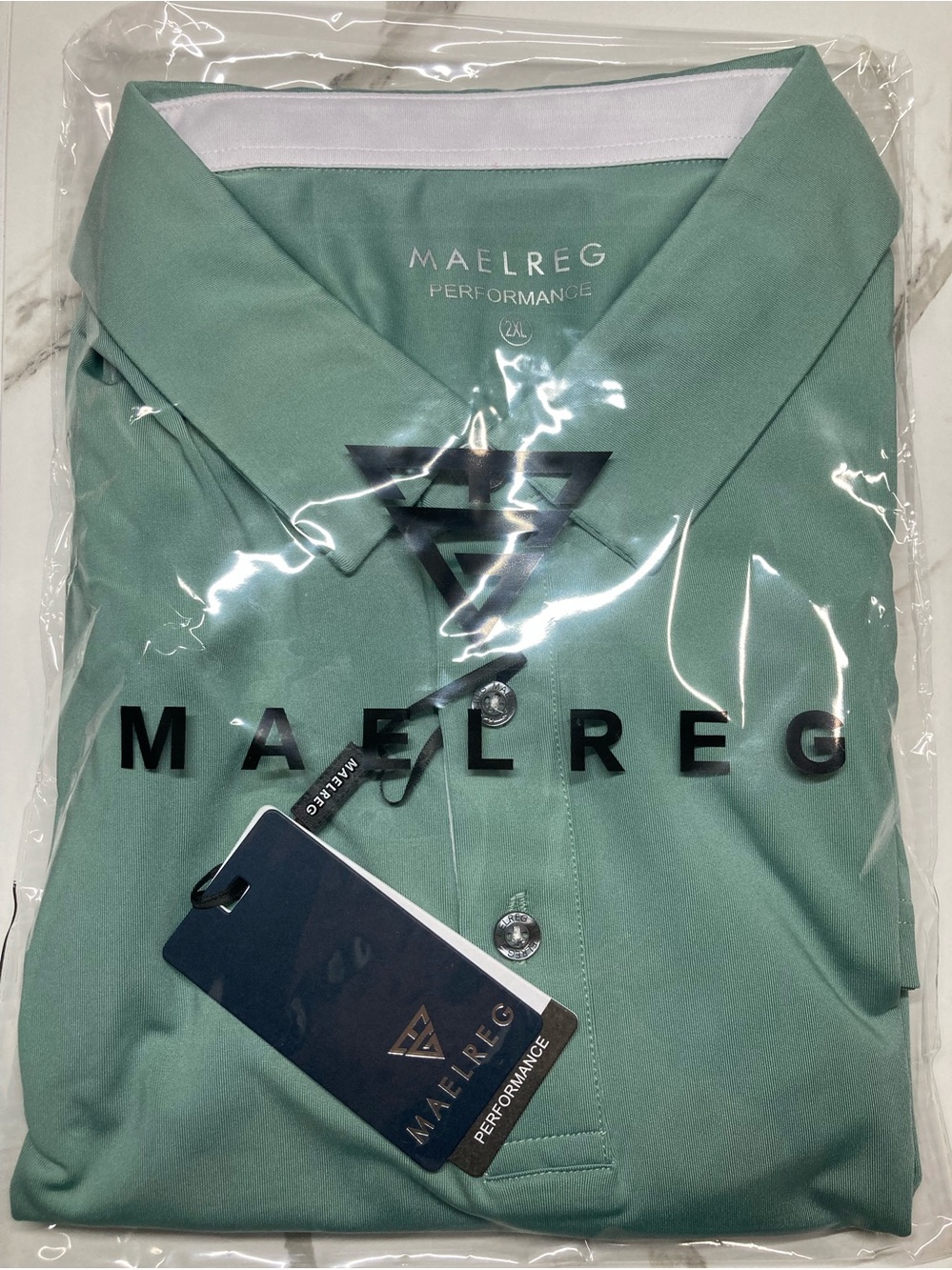 Maelreg 2XL Performance Polo Shirt Beryl Green UPF 30+ Wicking 4-way Stretch New